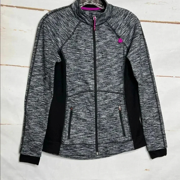 Tangerine Fleece Active Jacket Size Small Heather Gray/Black Full Zip Long Sleev - Picture 7 of 10